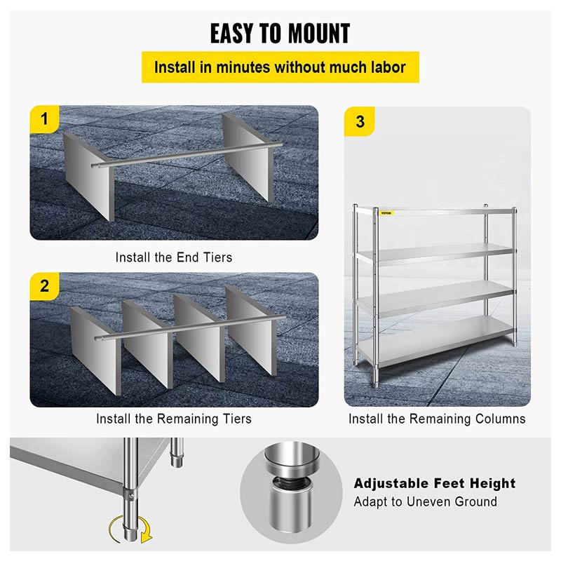 4/5-Tier Stainless Steel Storage Rack Shelving Unit