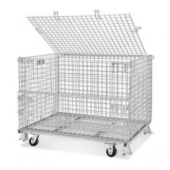 Steel Galvanized Folding Storage Cage with Caster
