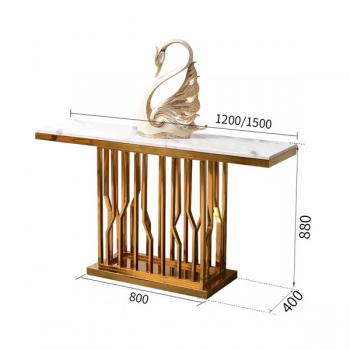 White luxury living room stainless steel console table