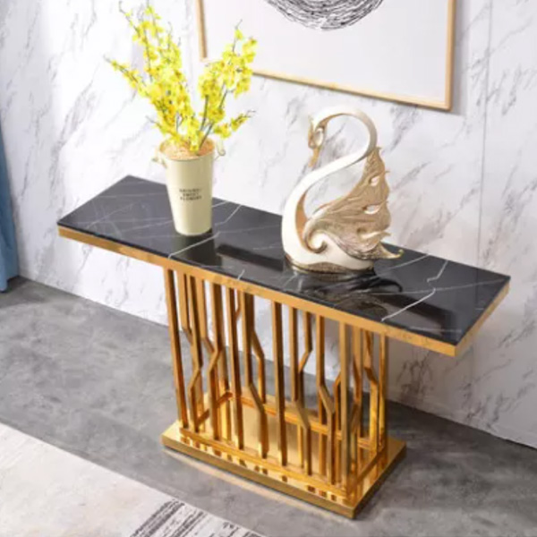 White luxury living room stainless steel console table